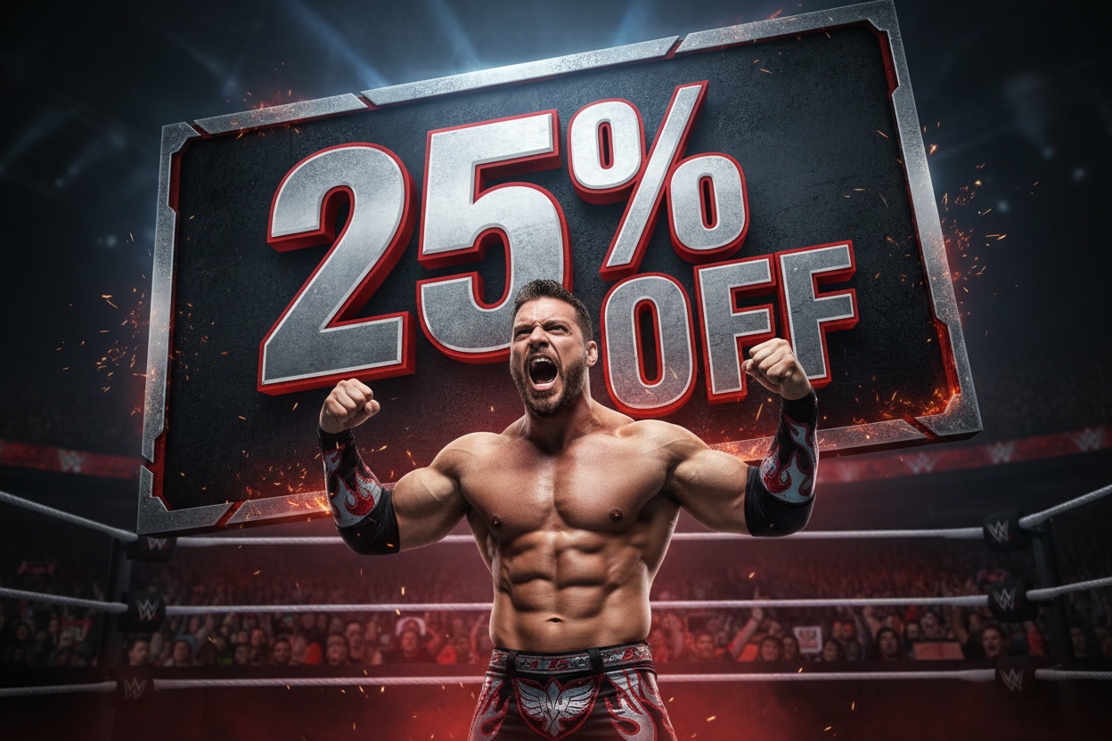 25% Off Wrestling Promo Sign
