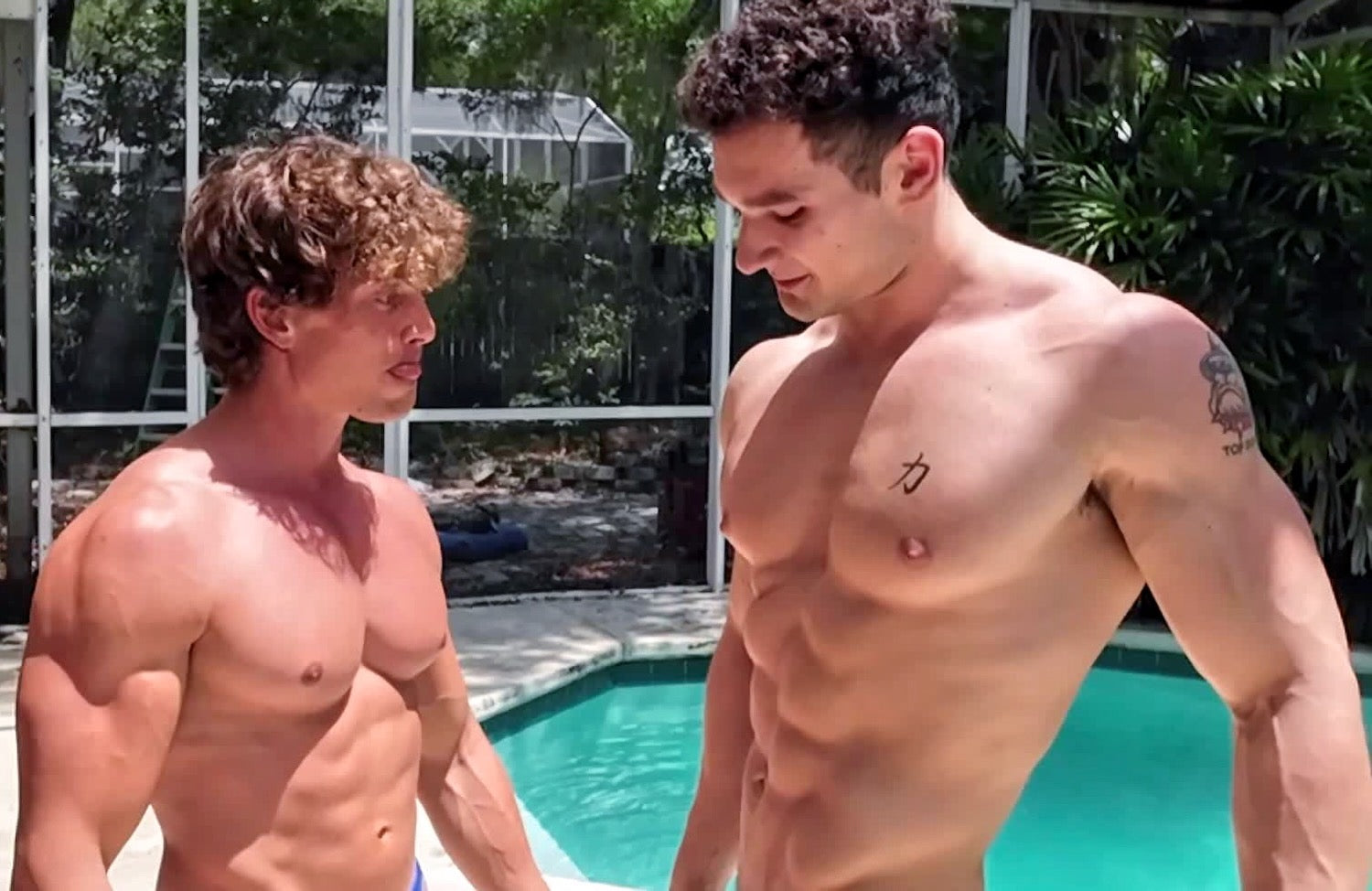 Wrestlers face to face