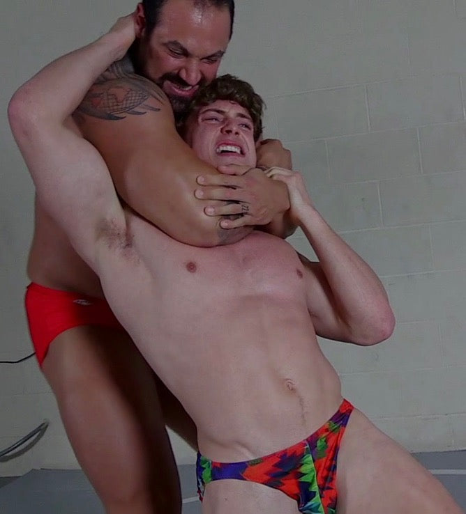 wrestler struggling during match