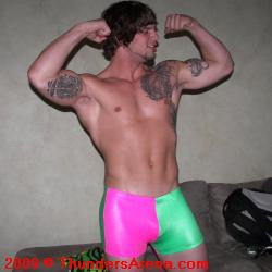 big sexy front double bicep flex pose abs chest pecs