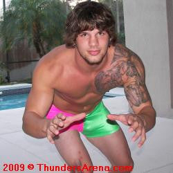 big sexy wrestler grappler pose chest pecs thunders arena