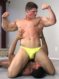 Dominic Angelo double bicep flex pinned abs pecs chest arms