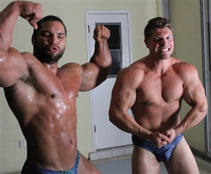 dominic and dozer flex and pose their pecs arms abs and biceps in muscle worship