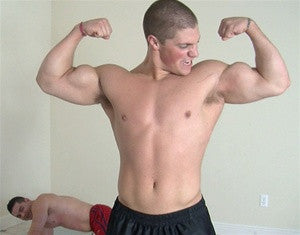 Batar Dominic double bicep flex abs pecs chest arms 