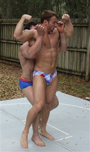 Frey Cuban Lift and carry full Nelson submission flex muscle worship 