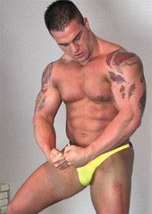 Braden Charron bodybuilder flex huge pecs big arms biceps nice abs