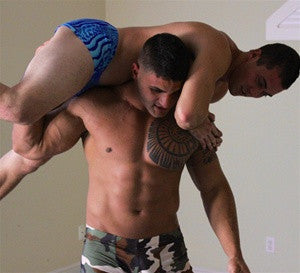 Leo firemans carry Hooper great abs chest pecs lift