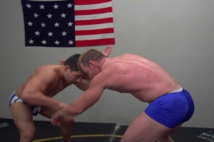 Ajax and Dev grapple arms headbutt wrestling