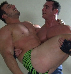 Ace Hanson carries Rocky Brick thighs pecs abs lift arms biceps