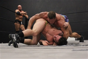 Johnny Bravo and Marco grabble on the mat thighs pecs