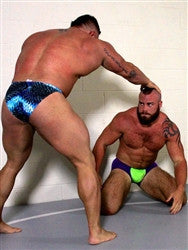 Kratos Speciemen bodybuilders wrestle submission humiliate thunders arena