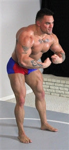 Johnny Bravo bodybuilder flexing biceps arms chest pecs