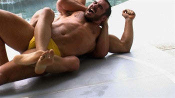 ace hanson uno bodyscissors full nelson submission submit pain torture pool 