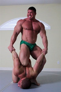 Johnny Bravo Dominic surfboard stretch submission hold submit dominate chest pecs abs arms