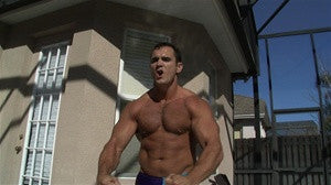 Ace Hanson Poseidon flexing pecs chest arms biceps abs