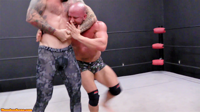 Viking puts Brute into a headlock at Thunders Arena Wrestling 