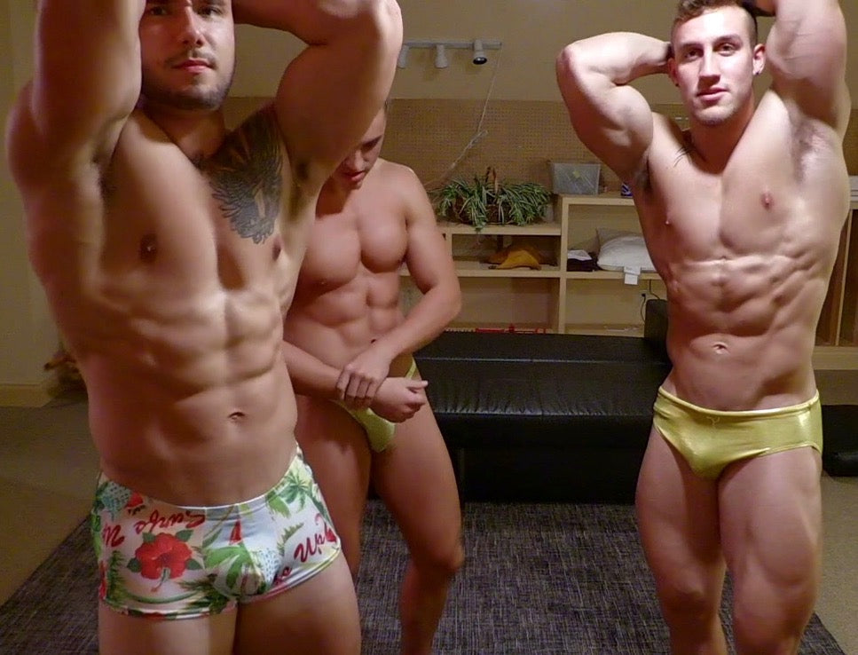 Cason Rhino and Jack Beaver flex off at Thunders Arena Wrestling. 