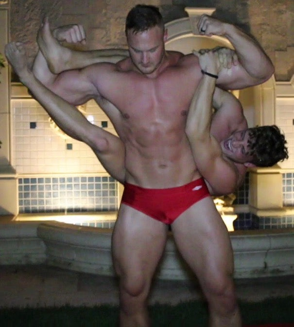 muscular guys wrestling
