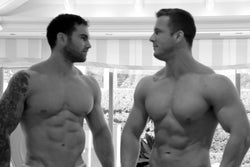 Bodybuilders Chase and Kid Titan stare each other down in Thunders Arena Vegas