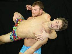 Frey carries Blayne pecs chest