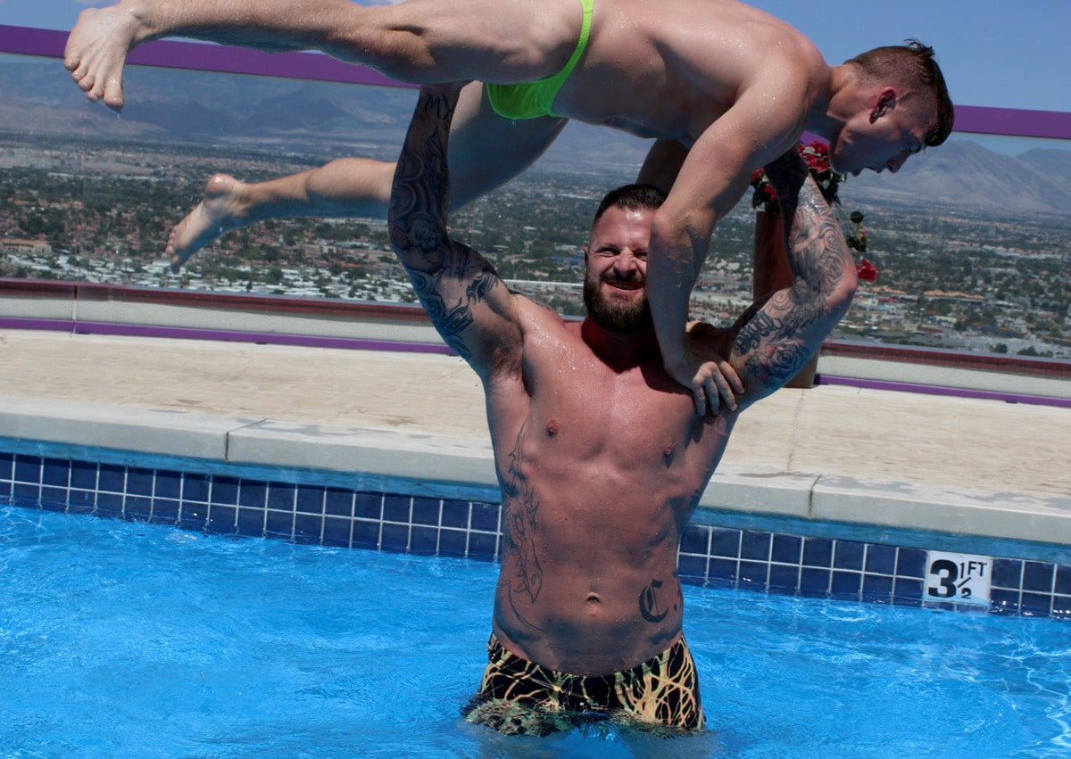 body builder in a gorilla press