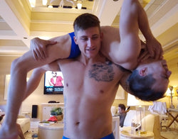 Eagle carrying Joey over his shoulders