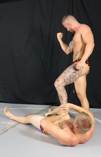 archer griffin dominate flex pose bicep arm abs chest pecs legs quads thighs humiliate 