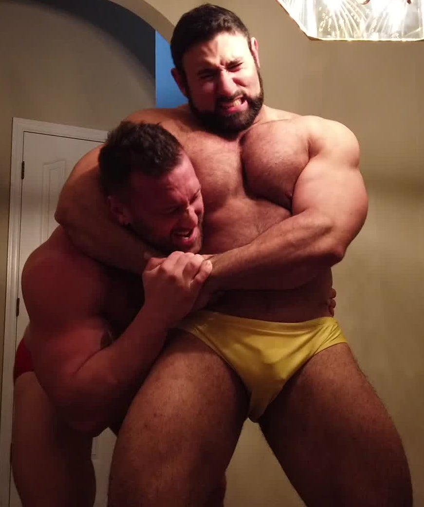 Gino puts Stallion into a head lock at Thunders Arena Wrestling.