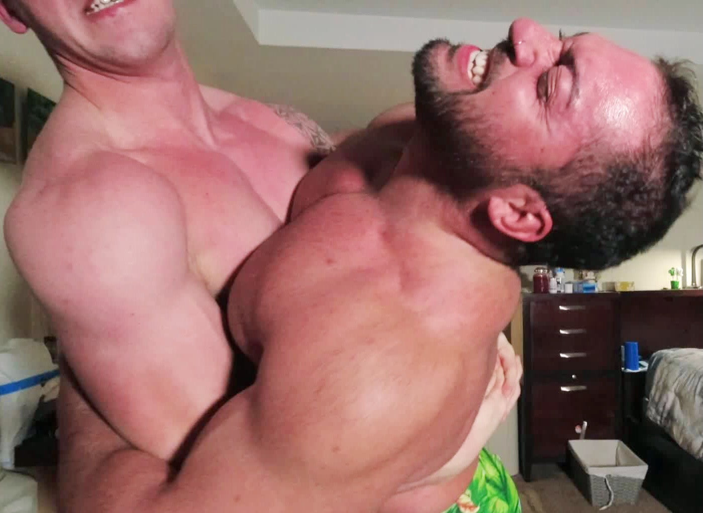 Outback bear hugging Reggie