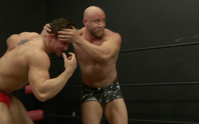 Brute puts Casons head into the ropes at Thunders Arena Wrestling 