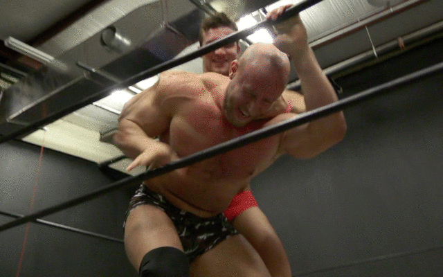 Cason puts Brute in a full Nelson At Thunders Arena Wrestling 