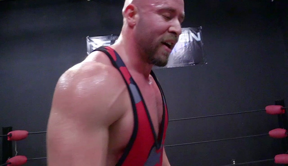 Brute shows off his muscles at Thunders Arena Wrestling. 