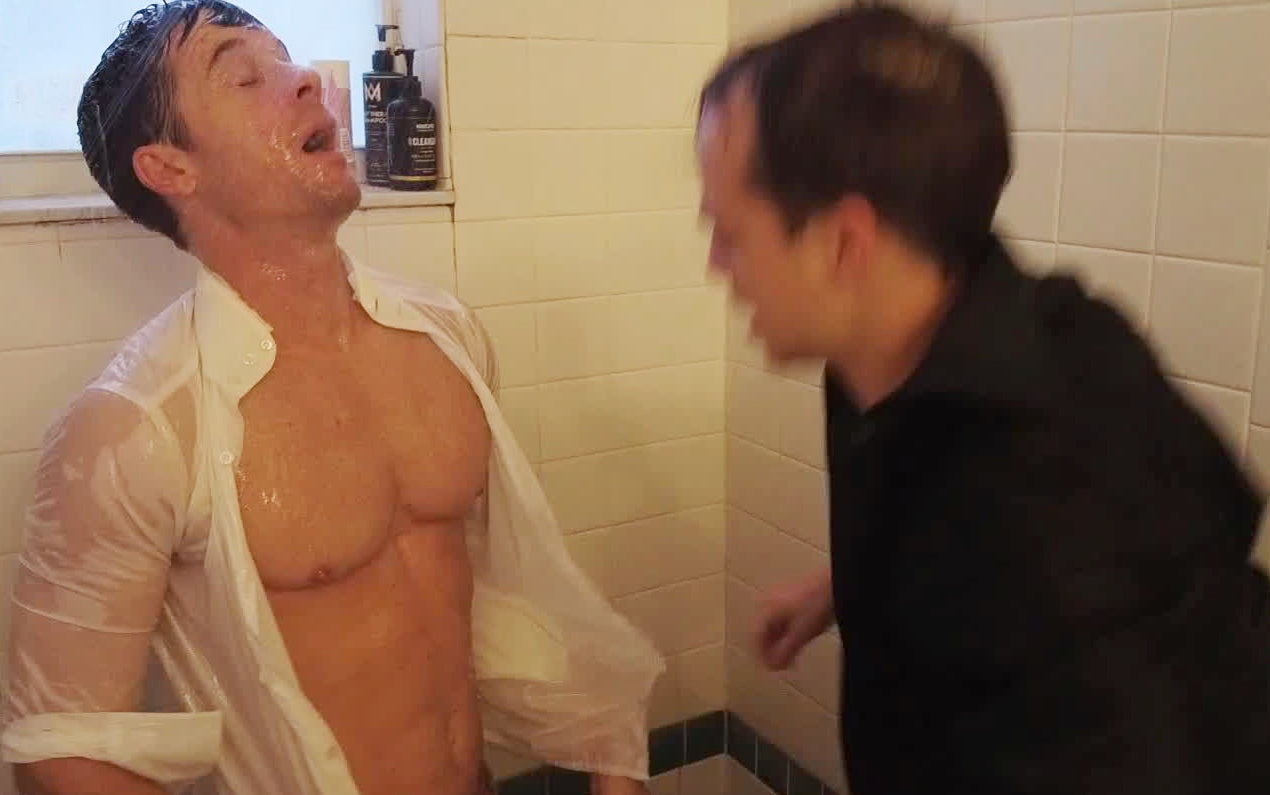 Joey ripping Brixs shirt in the shower