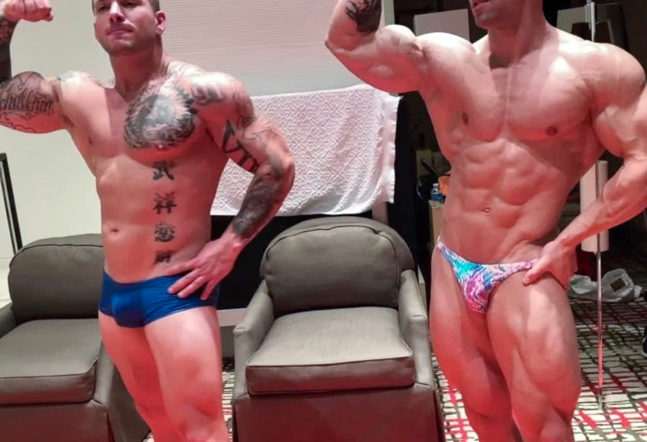 Loki and Hero flex at Thunders Arena Wrestling. 