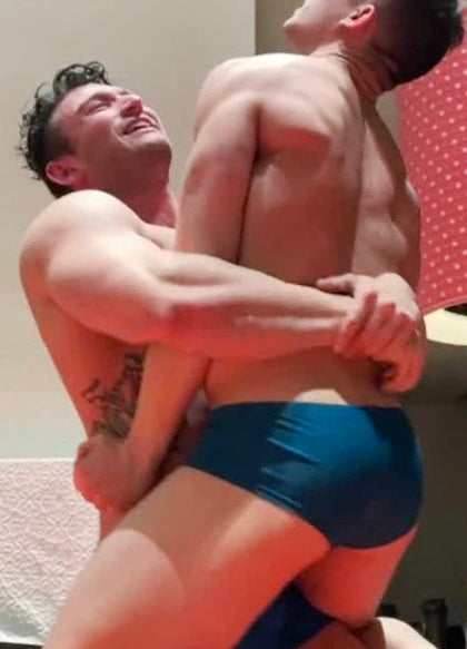 Mercury bear hugs KaSee at Thunders Arena Wrestling. 