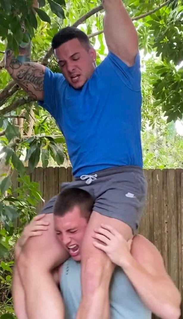 Hero puts Scrappy into a head scissors at Thunders Arena Wrestling. 