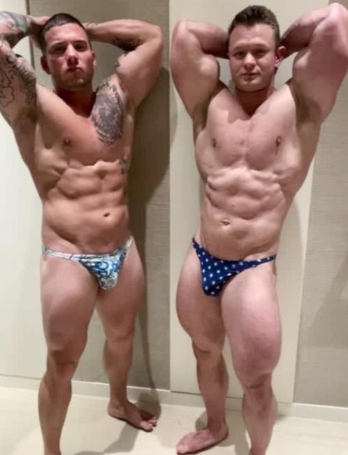 Hero and Steel flex at Thunders Arena Wrestling. 