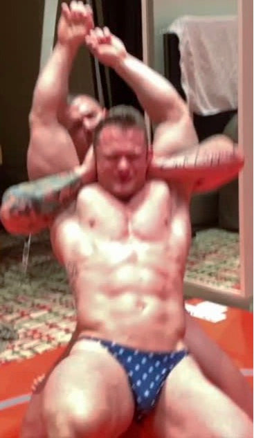 Hero puts Steel into a Full Nelson at Thunders Arena Wrestling.