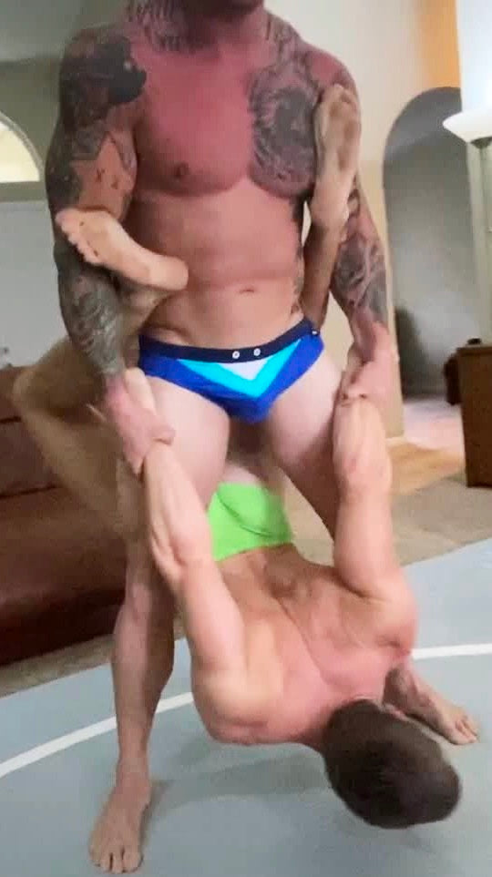 Hero and Scrappy wrestle at Thunders Aren Wrestling. 