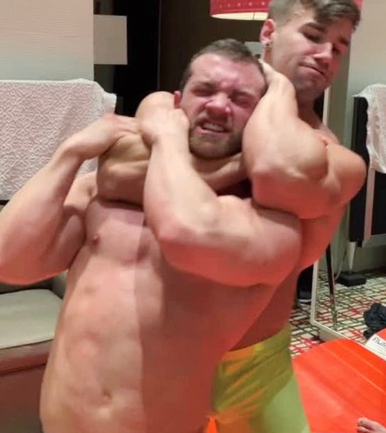 Loki puts Auswell into a sleeper at Thunders Arena Wrestling. 