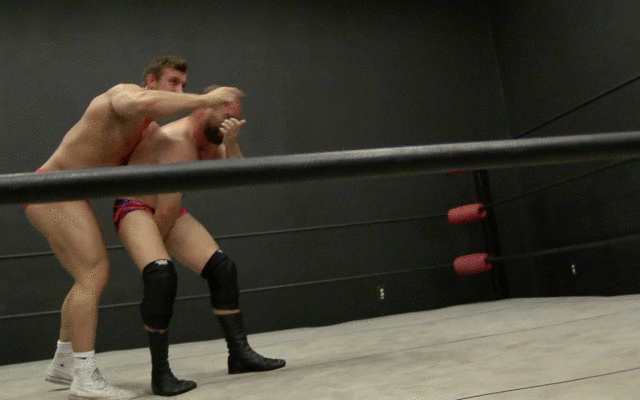Cason puts Joey Kings head into the ropes at Thunders Arena Wrestling 