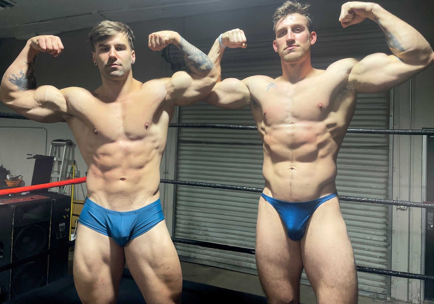 Double bicep flex side by side