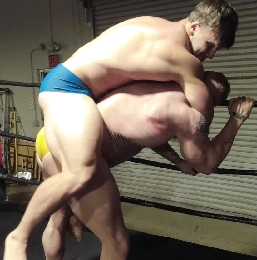 Loki jumps on bodybuilder's back