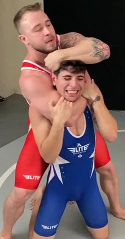 Dom Knight puts Flaco into a sleeper at Thunders Arena Wrestling. 