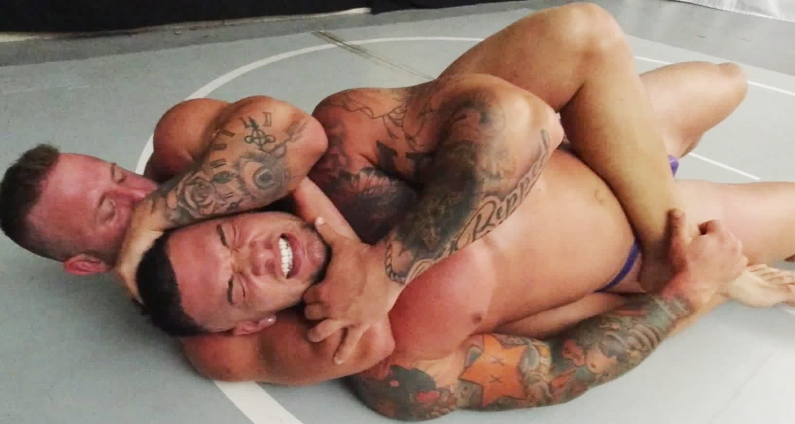 Laying down Half Nelson on mat