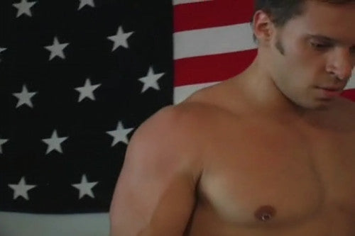 Dakota big pecs arm bicep wrestler