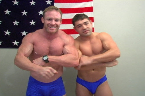 Devin and Ajax pose big pecs big arms biceps