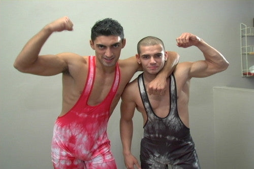 Dimitre and Angel bicep flex arm pecs