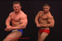 Rusty and Diesel bodybuilders flex big pecs big arms biceps chest thighs