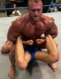 Gunnar puts Cash into a Boston Crab at Thunders Arena Wrestling. 